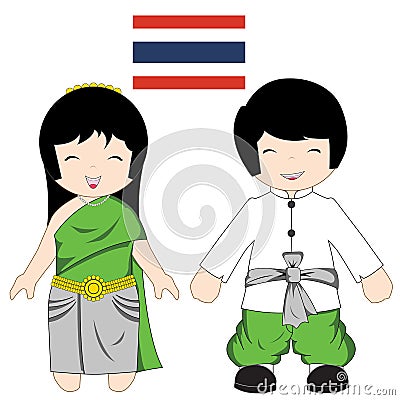 Thai traditional costume Vector Illustration