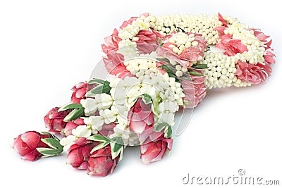 Thai traditional craft flower garland isolated. Stock Photo