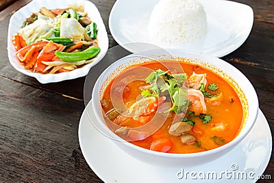 Thai traditional food (Tom Yum Goong) Stock Photo