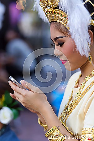 Thai Traditional make up Editorial Stock Photo