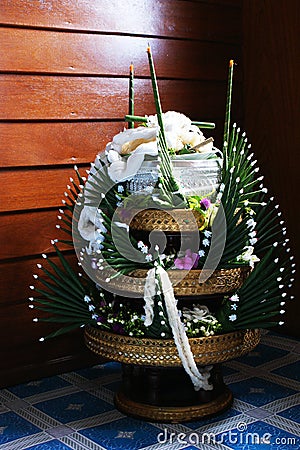 Thai traditional rice offering pedestal Stock Photo