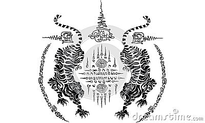 Thai traditional tattoo, Thai traditional painting in temple vector Vector Illustration