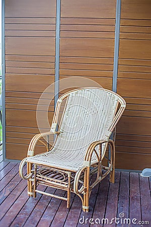 Thai traditional weaved chair Stock Photo