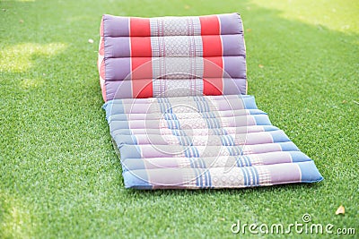 Thai triangle pillow with cushion Stock Photo