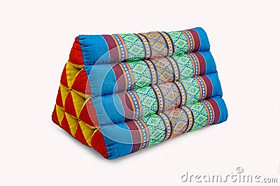 Thai triangular backrest pillow, handcraft in Thailand isolated on white background Stock Photo