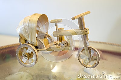 Thai tricycle invents from the bamboo Stock Photo