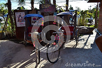 Thai tricycle models Editorial Stock Photo