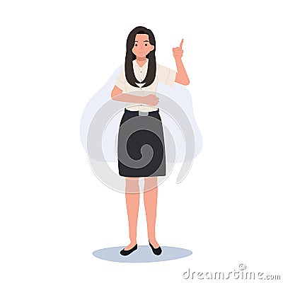 Thai University Student Pointing for Presentation Vector Illustration