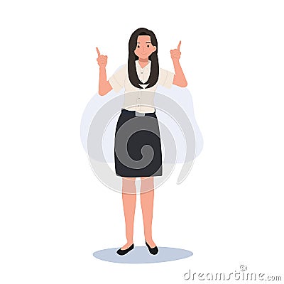 Thai University Student Pointing for Presentation Vector Illustration