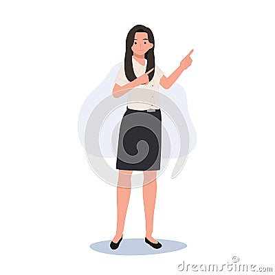 Thai University Student Pointing for Presentation Vector Illustration