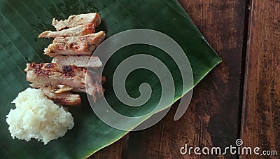 The thai vegetable fresh green on the wooden table Stock Photo