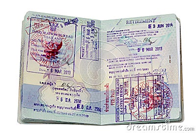 Thai visa stamps Stock Photo