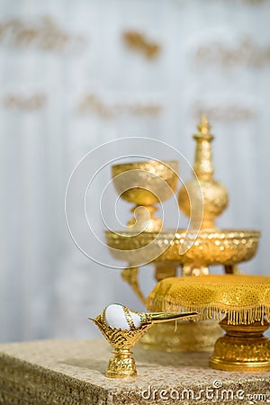 Thai wedding object for Shell Ceremony or Traditional water pouring Stock Photo
