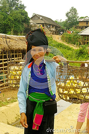 Thai woman with her stockade Stock Photo