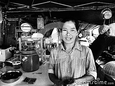 Thai woman selling street food Editorial Stock Photo