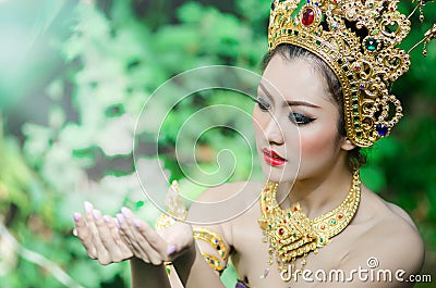 Thai women in national costume Stock Photo