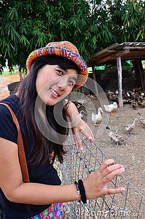 Thai Women portrait at location duck farm in Phatthalung Stock Photo