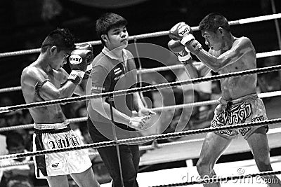 Thai young boxers fighting on boxing ring Editorial Stock Photo