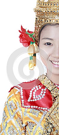 Thai young lady in an ancient Thailand dance wea Editorial Stock Photo