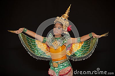 Thai young lady in an ancient Thailand dance wea Editorial Stock Photo