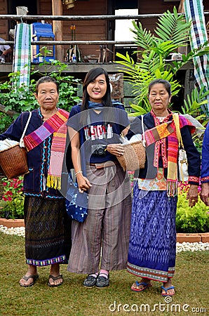 Thai young women people portrait with eldery woman phu tai i Editorial Stock Photo