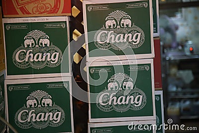 Boxes of Chang Beer in Bangkok, Thailand Editorial Stock Photo