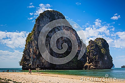 Thailand. Ao Phra Nang Cave Beach, Railay beach, Krabi. West side of mountain. Sunny day Stock Photo