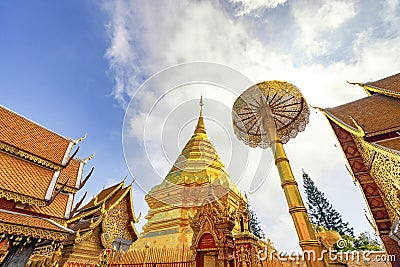 Golden Pagoda at Wat Wat Phra That Doi Suthep Temple, Chiang Mai, Thailand Editorial Stock Photo