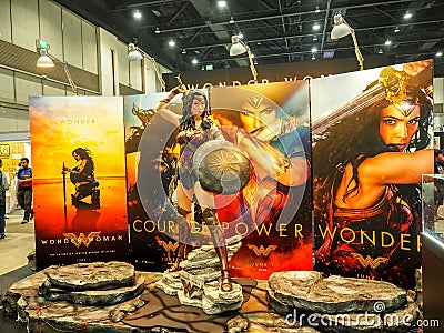 THAILAND - 23 April 2017 - Model of Wonder Woman from The movie Wonder Woman 2017 film displays at Thailand Comic Con 2017 in Editorial Stock Photo