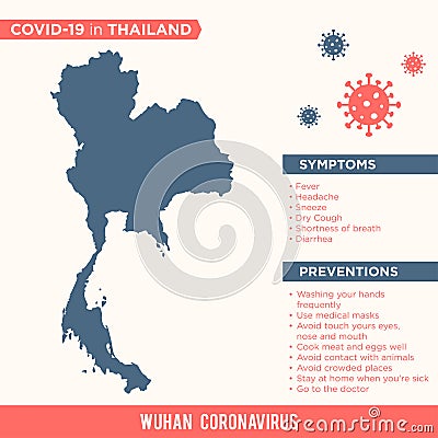 Thailand - Asia Country Map. Covid-29, Corona Virus Map Infographic Vector Template EPS 10 Vector Illustration