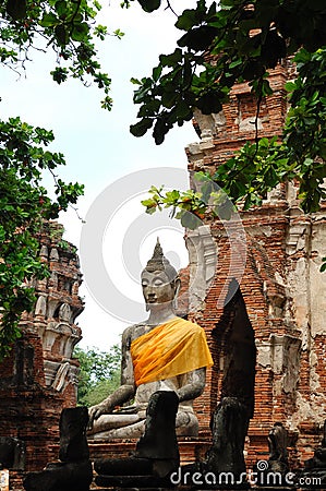 Thailand Ayutthaya wat Phra Mahathat Stock Photo