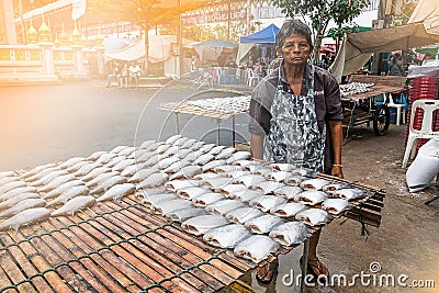 THAILAND,BANGKOK - OCTOBER 13: female trader with many headless Editorial Stock Photo