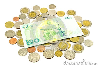 Thailand banknotes and coins Stock Photo