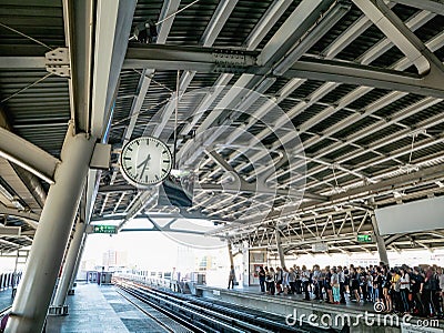 Thailand Bts in morning rush hour Editorial Stock Photo