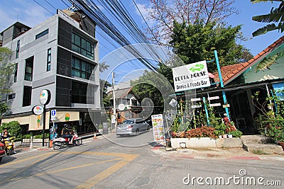 Neighbourhood, town, mixed, use, downtown, residential, area, real, estate, street, city, tree, metropolitan, condominium, house, Editorial Stock Photo