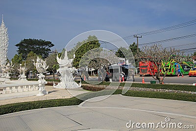 Tree, plant, town, square, car, tourist, attraction, plaza, city, sky, recreation, monument, downtown, walkway, water, feature, pa Editorial Stock Photo