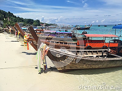 Thailand Coastal Sky boat wind Sun Editorial Stock Photo