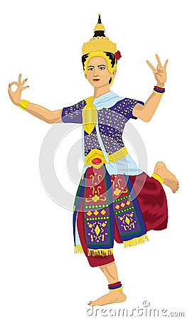 thailand dance dancer traditional clothing vector illustration transparent background Vector Illustration