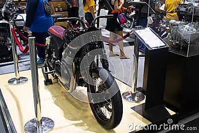 Thailand - Dec , 2018 : close up front view of Royal Enfield Interceptor 650 motorbike presented in motor expo Nonthaburi Thailand Editorial Stock Photo