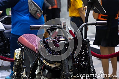 Thailand - Dec , 2018 : close up front view of Royal Enfield Interceptor 650 motorbike presented in motor expo Nonthaburi Thailand Editorial Stock Photo