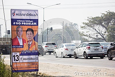 Thailand Election poster on highway roadside Editorial Stock Photo