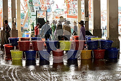 Thailand Fishing industry catch in Baskets Editorial Stock Photo