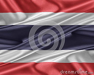 Thailand flag with a glossy silk texture. Cartoon Illustration