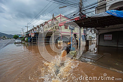 Thailand, Flood, Climate Change, Water, Accidents and Disasters Editorial Stock Photo