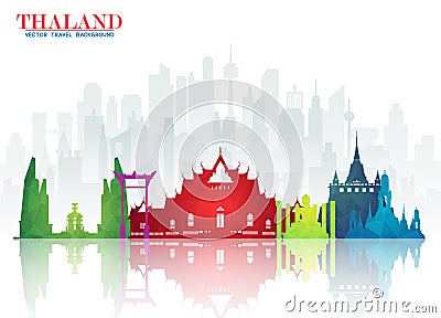Thailand Landmark Global Travel And Journey paper background. Vector Design Template.used for your advertisement, book, banner, t Vector Illustration