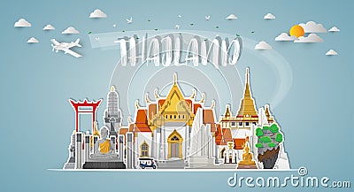 Thailand Landmark Global Travel And Journey paper background. Vector Design Template.used for your advertisement, book, banner, t Vector Illustration