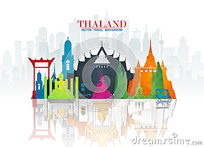 Thailand Landmark Global Travel And Journey paper background. Vector Design Template.used for your advertisement, book, banner, Vector Illustration