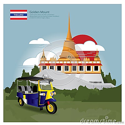 Thailand Landmark and Travel Attractions Vector Illustration