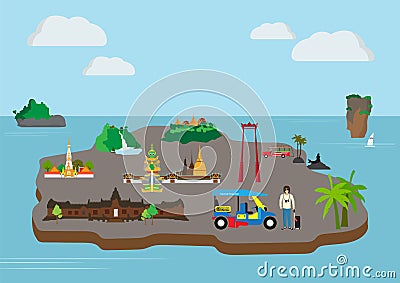 Thailand landmark and travel place,temple,background Vector Illustration