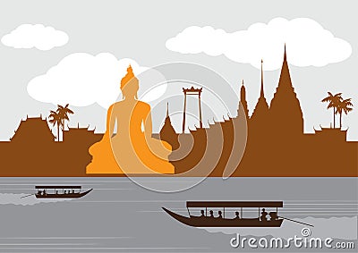 Thailand landmark and travel place,temple,background. Vector Illustration